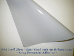 Kapco 3 Mil Calendered Gloss White Vinyl - Permanent Gray Adhesive - 90 Pound Air Release Liner